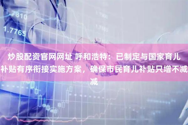 炒股配资官网网址 呼和浩特：已制定与国家育儿补贴有序衔接实施方案，确保市民育儿补贴只增不减